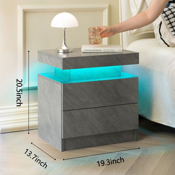 Celya Nachttisch LED Nachttisch Schranklampe modern mit 2 Schubladen, für Schlafzimmer, Esszimmer, Büro, Spielzimmer