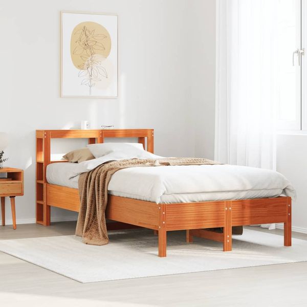 vidaXL Massivholzbett ohne Matratze Wachsbraun 120x200 cm Kiefernholz 3306152