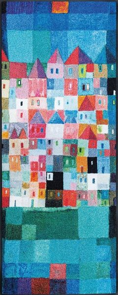 wash+dry by Kleen-Tex Läufer Colourful Houses, rechteckig, Höhe: 7 mm, Schmutzfangläufer, rutschhemmend, In- und Outdoor geeignet, waschbar