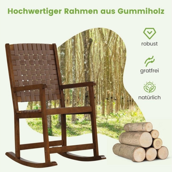 KOMFOTTEU Schaukelstuhl Gartenstuhl, mit Wippfunktion, bis 175kg, für Innen Außen Bild 2