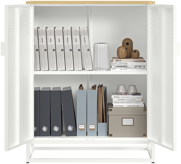 skølm 'Izar' Kommode, Metall mit MDF-Ablagefläche, weiß, 100x80x40 cm, Metallschrank mit 2 Fächern Bild 9