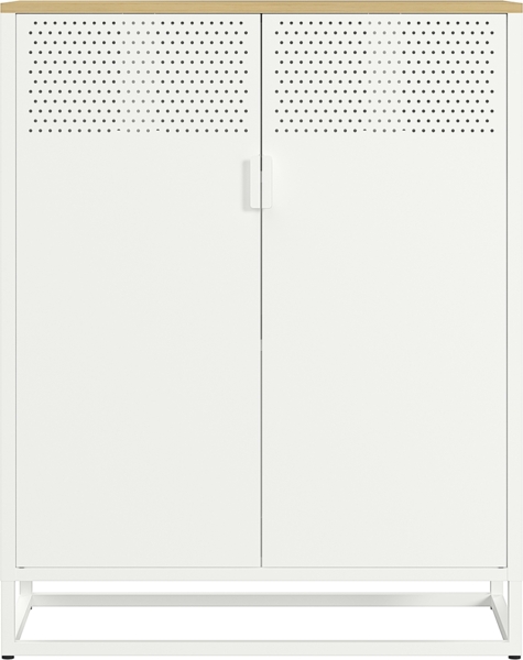 skølm 'Izar' Kommode, Metall mit MDF-Ablagefläche, weiß, 100x80x40 cm, Metallschrank mit 2 Fächern Bild 8