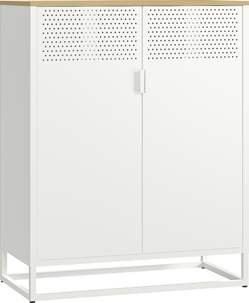 skølm 'Izar' Kommode, Metall mit MDF-Ablagefläche, weiß, 100x80x40 cm, Metallschrank mit 2 Fächern Bild 2