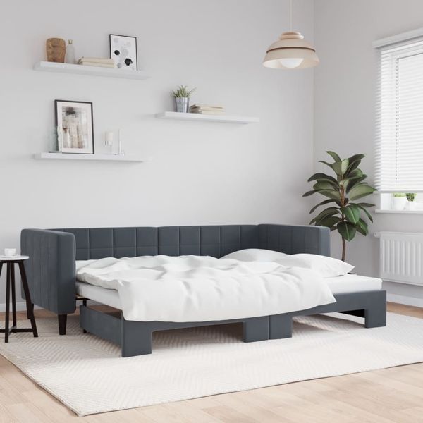 vidaXL Tagesbett Ausziehbar Dunkelgrau 80x200 cm Samt 3196685