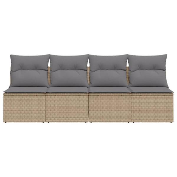 vidaXL Gartensofa mit Kissen 4-Sitzer Beige Poly Rattan 366089 Bild 5