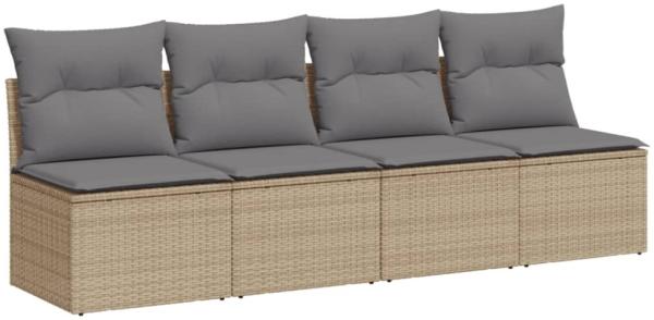 vidaXL Gartensofa mit Kissen 4-Sitzer Beige Poly Rattan 366089 Bild 8
