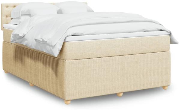 vidaXL Boxspringbett mit Matratze Creme 140x200 cm Stoff 3289798