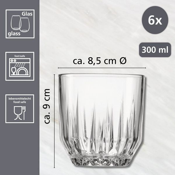 Ritzenhoff & Breker Whiskyglas Palace, 6-tlg, Glas, 6er Set, je 300 ml