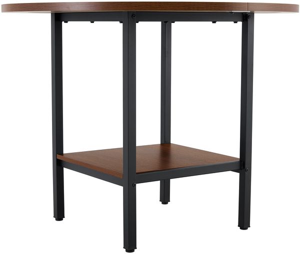 Moderner runder Esstisch mit Stauraumregal, Walnuss-Holzmaserung & Metallrahmen, 100cm Durchmesser, 4–6 Personen, ideal für Küche, Esszimmer & kleine Räume Bild 9