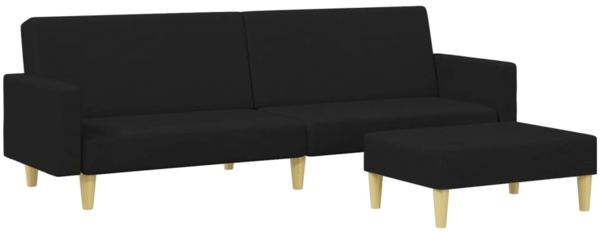 vidaXL Schlafsofa 2-Sitzer mit Fußhocker Schwarz Stoff 3216229