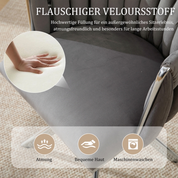 LVHOM Esszimmerstuhl 2er-Set, 180° drehbar mit runden Rückenlehne, Wohnzimmerstuhl aus Samt, bis 150 kg, für Homeoffice Bild 8