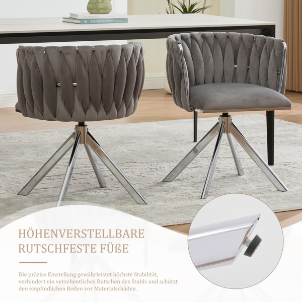 LVHOM Esszimmerstuhl 2er-Set, 180° drehbar mit runden Rückenlehne, Wohnzimmerstuhl aus Samt, bis 150 kg, für Homeoffice Bild 7