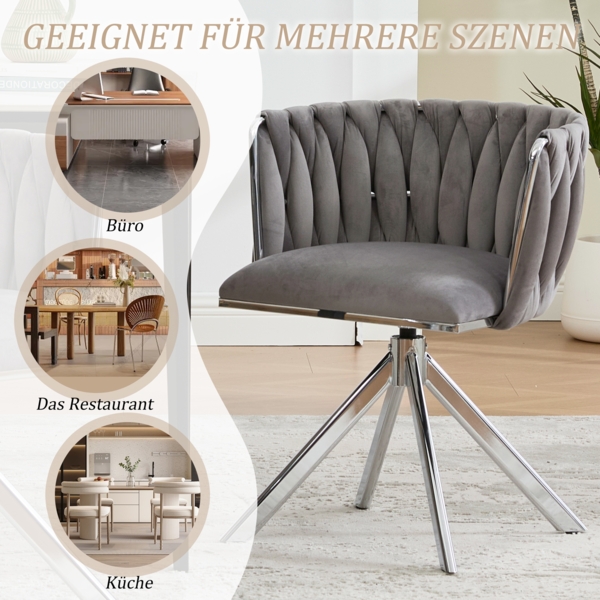 LVHOM Esszimmerstuhl 2er-Set, 180° drehbar mit runden Rückenlehne, Wohnzimmerstuhl aus Samt, bis 150 kg, für Homeoffice Bild 6