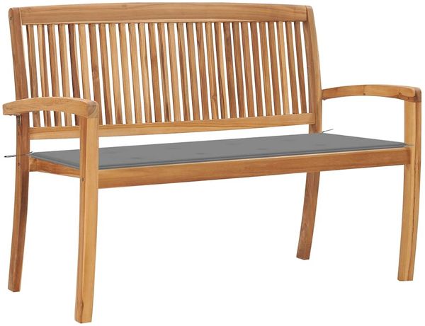vidaXL Stapelbare Gartenbank mit Auflage 128,5 cm Massivholz Teak 3063280