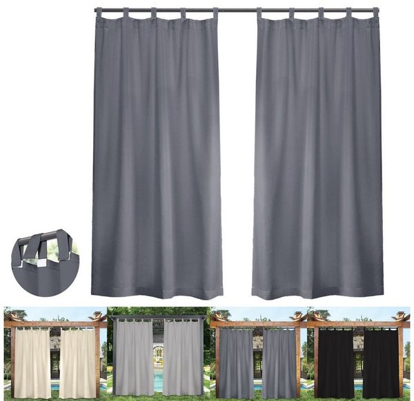 BTTO V&G Vorhang Outdoor Wetterfest 1/2er Set Schlaufengardine Klebriges Tab-Top (2 St), Balkon Gardinen Verdunkelungsvorhänge,Pavillon Strandhaus (1/2 Panele)
