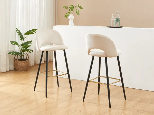 Vente-unique - FINCHY Barhocker SamtStoff Beige - B 50 cm x H 100 cm x L 48 cm