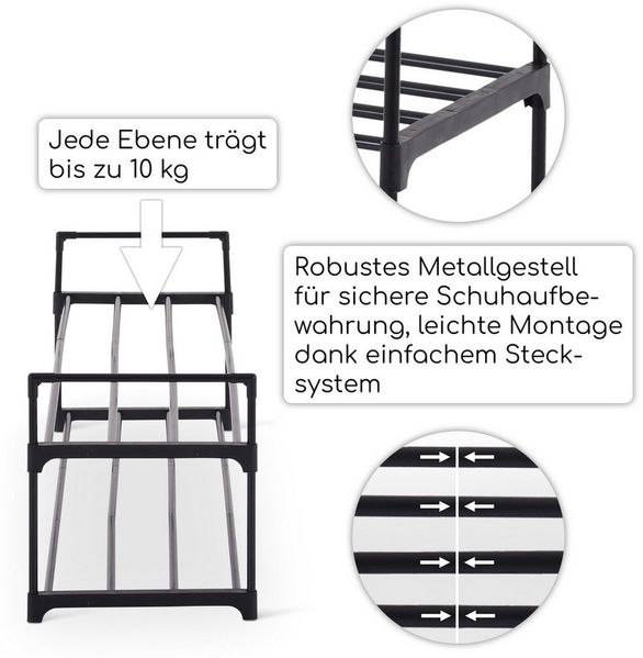 Raburg Schuhregal Schuhständer, Metall, praktischer Schuh-Organizer, Schwarz, Easy-Shoe, platzsparende Schuhaufbewahrung, für Flur, Wohnzimmer, Schlafzimmer Bild 3
