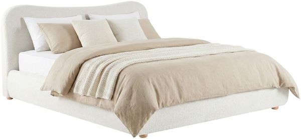 Polsterbett OLE 180x200cm mit Stauraum - 200x224x100cm, Stoff, Creme | Bettgestell Doppelbett Modern