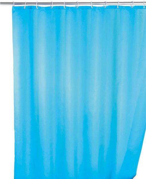 WENKO Duschvorhang Uni Light Blue Breite 180 cm, Höhe 200 cm, Polyester, waschbar
