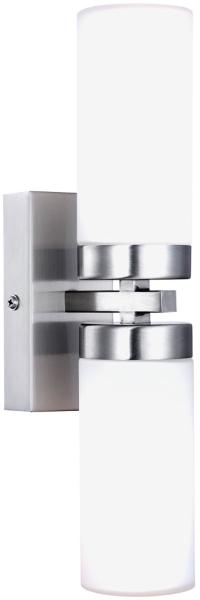 LED Wandlampe, silber, Glas opal, H 31 cm