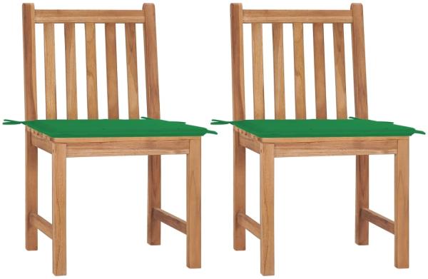 vidaXL Gartenstühle 2 Stk. mit Kissen Massivholz Teak 3062921