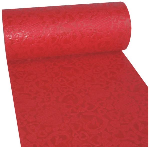 Deko AS Tischläufer Tischläufer Dekoflor® Herzen - rot - 300mm - 25m - 55-300-25-09 (1-tlg, 1 Rolle Tischläufer), Strapazierfähig