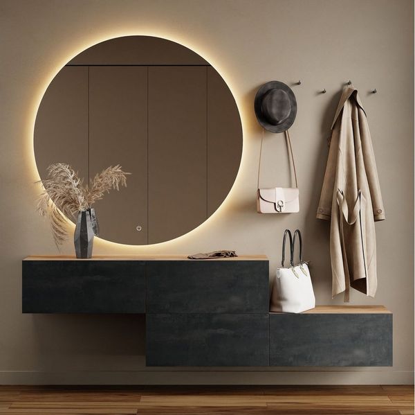 Planetmöbel Garderoben-Set Flur Möbel Garderobe, (Kompaktgarderobe mit Klappe als Stauraum, Hängeschränke 2x140 cm Gold Eiche / Schwarz Charcoal), Wandgarderobe (ohne Spiegel)