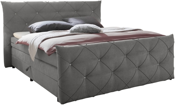 Boxspringbett >Villano< Liegefläche 180x200cm, GEL-Topper, Dark Grey - 231x203x114 (LxBxH)