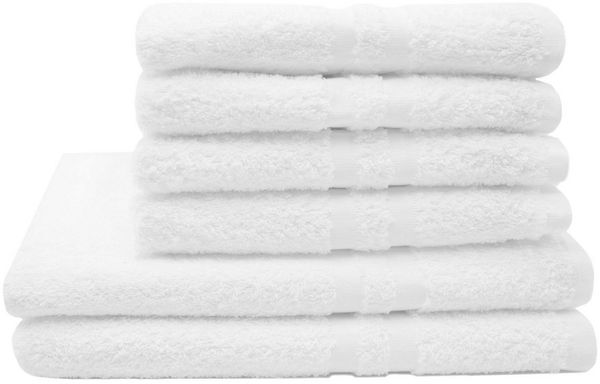 ZOLLNER Handtuch Set, Walkfrottier (6-St), 100% Baumwolle, vom Hotelwäschespezialisten, mit Bordürenstreifen