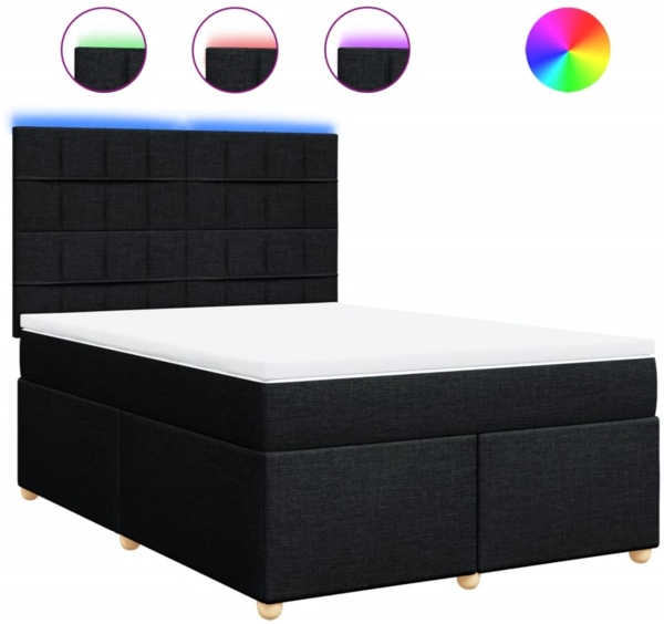 vidaXL Boxspringbett mit Matratze Schwarz 160x200 cm Stoff 3293633