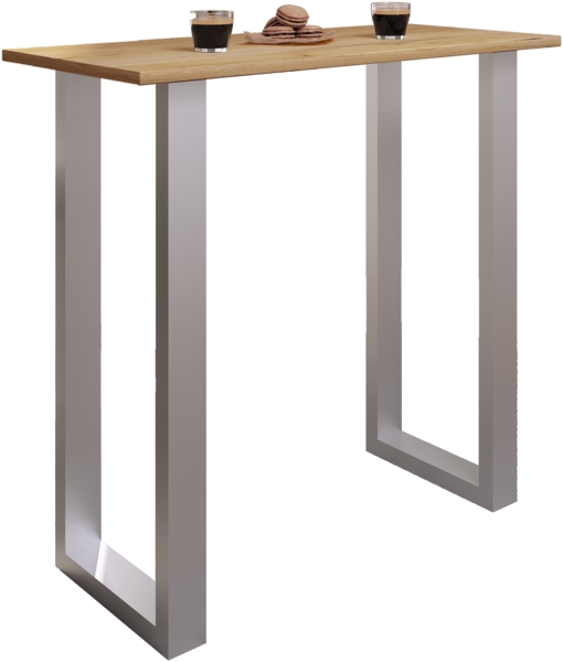 VCM Bartisch Xona 920122 Silber / Honig-Eiche H. 102 x B. 110 x T. 50 cm