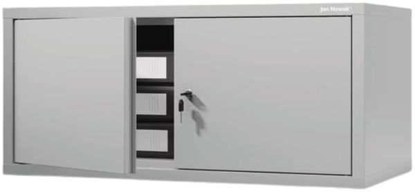 Schrankerweiterung Aktenschrank mit 2 Flügeltüren | Zusatzschrank für Büroschrank Extraschrank Stahl Mehrzweckschrank klein Werkstatt, 38x80x40cm Grau