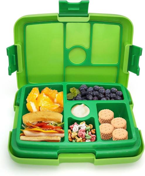 Brotdose Lunchbox Kinder mit Fächern Auslaufsicher Bento Box Kindergarten Grün