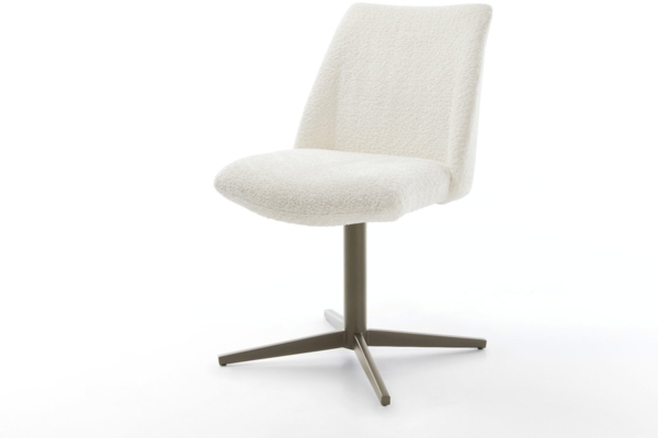 Drehstuhl Elso-Flex Bouclé Weiß Fußkreuz Effektfinish Titan 360° drehbar Taschenfederkern