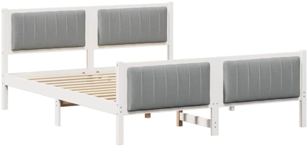 vidaXL Bettgestell Weiß und Hellgrau 150 x 200 cm Massivholz Kiefer 3394317