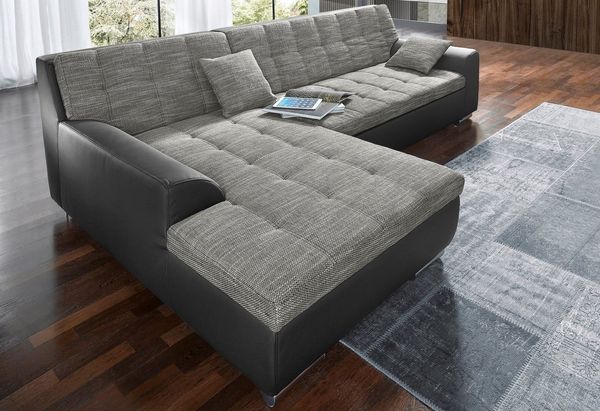 DOMO collection Ecksofa Treviso viele Bezüge, auch in Cord, L-Form, B/T/H: 267/80/83 cm, wahlweise mit Bettfunktion, incl. Zierkissen, hochwertige Steppung