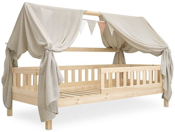 Ehrenkind Betthimmel Deko Hausbett, Kinderzimmer-Deko-Set (Kinderzimmer Deko), Betthimmel & Wimpelkette für magische Momente, hochwertige Materialien