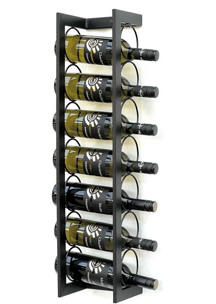 DanDiBo Weinregal Metall Wand 75 cm Schwarz Flaschenregal Kantate Flaschenhalter Wandmontage Modern Wandhalter Wandregal für 7 Flaschen