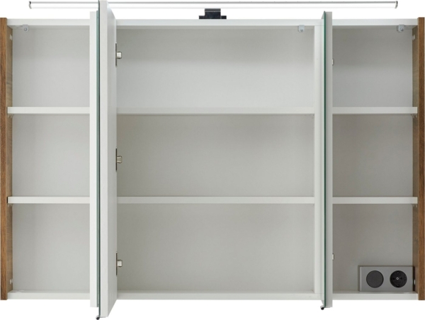 Saphir Spiegelschrank Quickset Badschrank, 3 Spiegeltüren, 6 Einlegeböden, 105 cm breit inkl. LED-Beleuchtung, Türdämpfer, Schalter-/Steckdosenkombination Bild 2