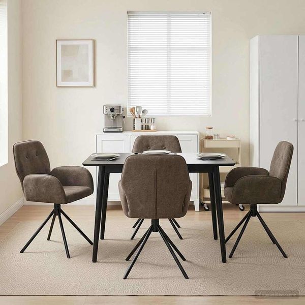 vidaXL Drehstuhl Esszimmer 4 pcs Kunstwildleder Dunkelgrau 3428351