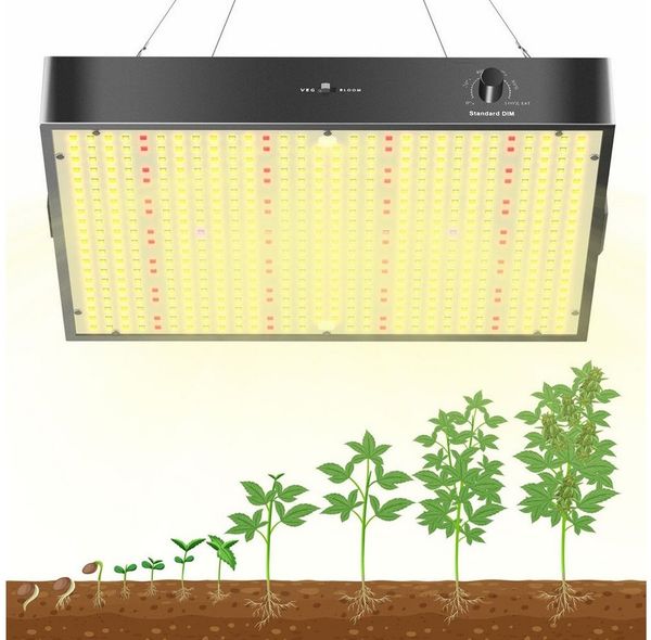 QUBEBU Pflanzenlampe 572LED-Pflanzenlampe 100W Vollspektrum Grow Lampe Pflanzenlicht Indoor, 200W, LED fest integriert, Vollspektrum Pflanzenlicht, Cannabis Grow Lampe, Dualmodus: Einstellbarer Wachstums-/Blütezeitmodus