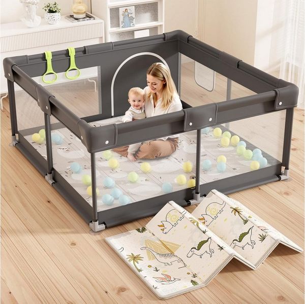 MC Star Laufstall Baby 120 x 120 cm (ideal für den Innenbereich, Großer Baby Laufgitter), Sicherheit Spielplatz Kinder mit Netzdesign