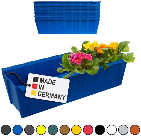 Hossi's Wholesale 6 Euro-Paletten Blumenkästen-Einsätze | 37,3cm Blau | Pflanzkasten für Europalette Palette | Balkonkasten | Blumentopf | aus stabilen Kunststoff | Made in Germany
