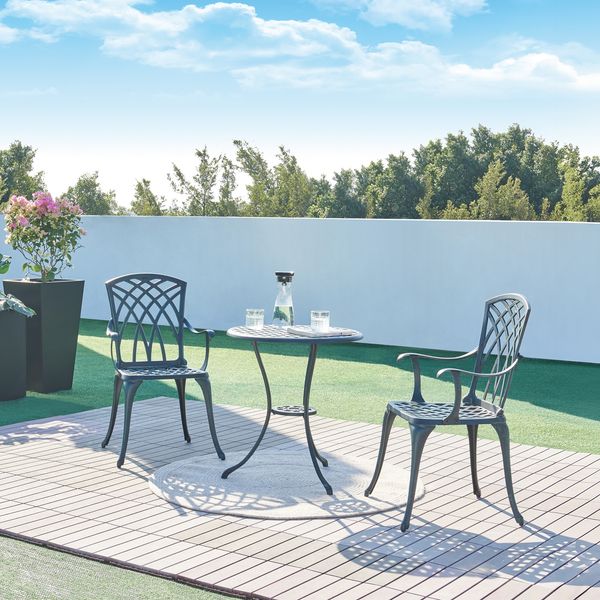 Bistro-Set Vena 3-tlg. Aluminiumguss Dunkelgrau mit grüner Patina [casa. pro]