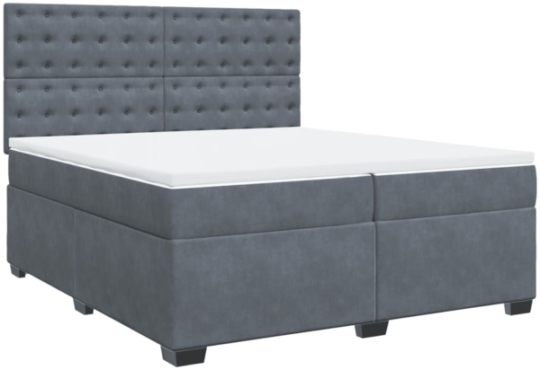 vidaXL Boxspringbett mit Matratze Dunkelgrau 200x200 cm Samt 3291015
