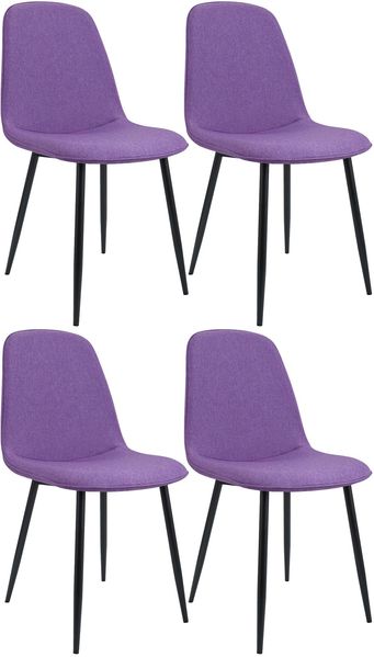 4er Set Esszimmerstuhl RAZON - Stoff Lila 45x54x88 cm | Essstühle Esszimmerstühle Küchenstühle Wohnzimmerstühle