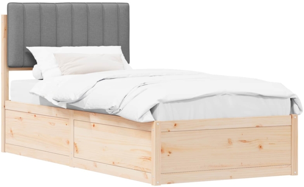 vidaXL Bettgestell mit gepolstertem Kopfteil Hellgrau 90x190 cm 877804