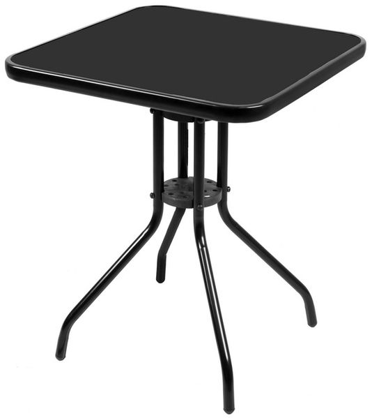 Bistrotisch Balkontisch Gartentisch Terrassentisch Glastisch schwarz 60x60 cm