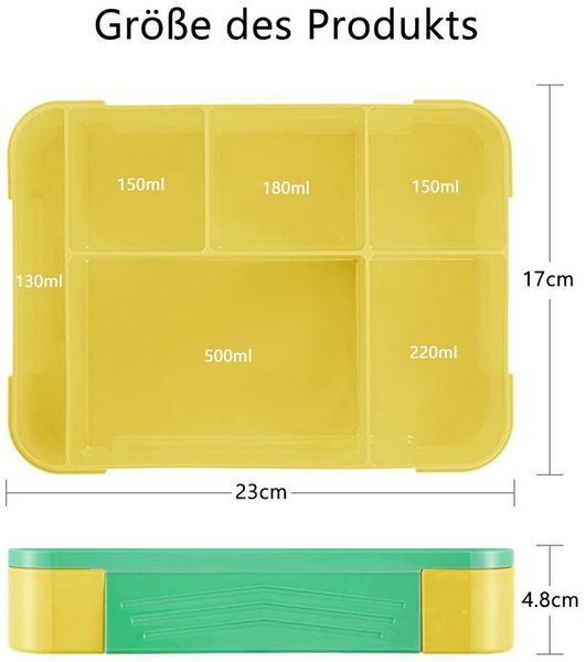 TUWENA Lunchbox Brotdose Kinder mit Fächern, 1330ml auslaufsichere Lunchbox, Snackbox