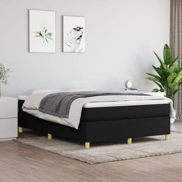 vidaXL Boxspringbett mit Matratze Schwarz 140x200 cm Stoff 3144524